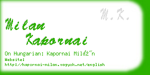 milan kapornai business card